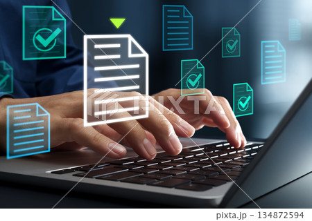 ドキュメントマネジメントとワークフローのソリューション。承認プロセスの自動化システム。ビジネスファイ 134872594