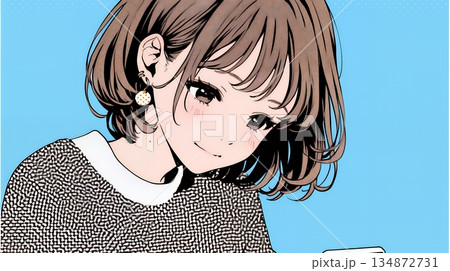 楽しそうにスマホ画面を眺めている若い女性