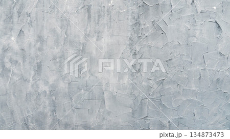 Heavy textured gray plaster wall background with trowel marks. 134873473