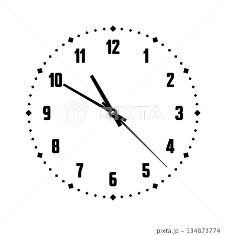 Mechanical clock face with arabic numerals, bezel. Watch dial with minute, hour marks and numbers. Timer or stopwatch element. Blank measuring circle scale with divisions. Vector illustration Mechanical clock face with arabic numerals, bezel. Watch dial with minute, hour marks and numbers. Timer or stopwatch element. Blank measuring circle scale with divisions. Vector illustration 134873774