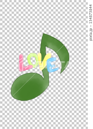 A musical note with the word LOVE on it A musical note with the word LOVE on it 134873844