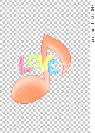 A musical note with the word LOVE on it A musical note with the word LOVE on it 134873847