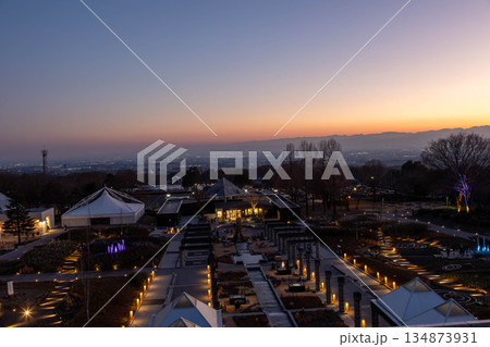 夕暮れ時のぐんまフラワーパークプラス　群馬県前橋市 134873931