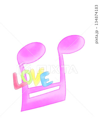 LOVEの文字が付いた音符 LOVEの文字が付いた音符 134874183