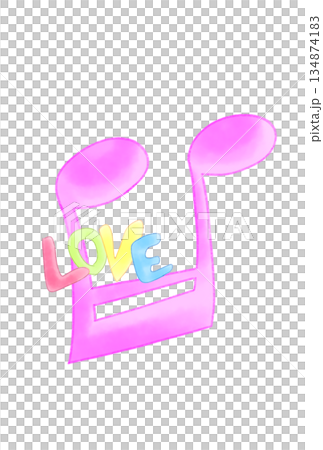 LOVEの文字が付いた音符 LOVEの文字が付いた音符 134874183