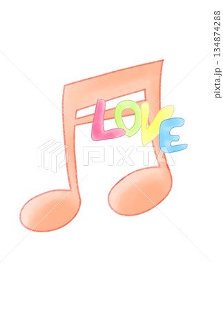 LOVEの文字が付いた音符 LOVEの文字が付いた音符 134874288