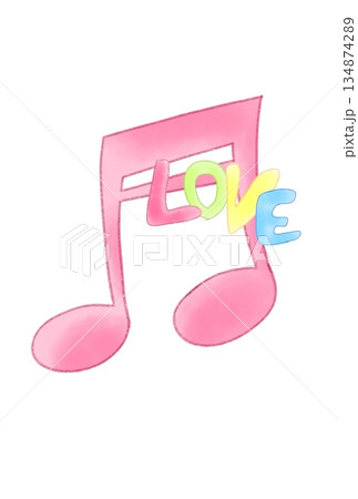 LOVEの文字が付いた音符 LOVEの文字が付いた音符 134874289