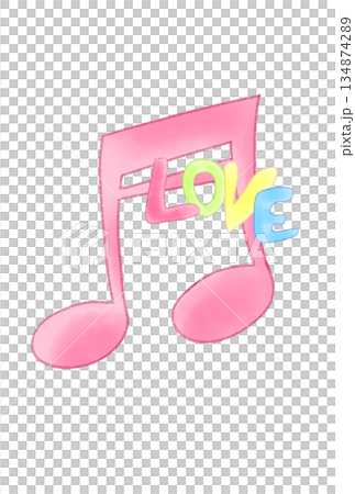 LOVEの文字が付いた音符 LOVEの文字が付いた音符 134874289
