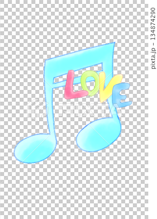 LOVEの文字が付いた音符 134874290