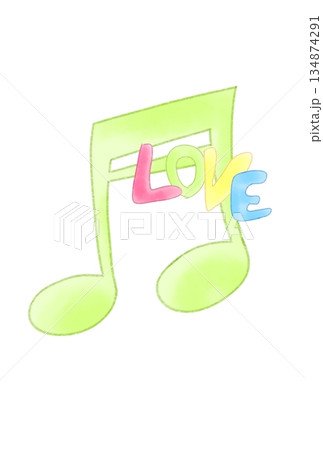 LOVEの文字が付いた音符 134874291