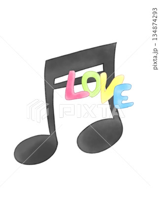 LOVEの文字が付いた音符 134874293