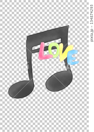 LOVEの文字が付いた音符 134874293