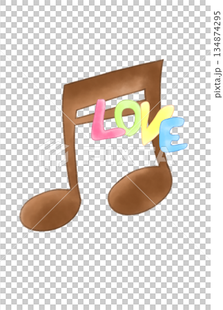 LOVEの文字が付いた音符 134874295