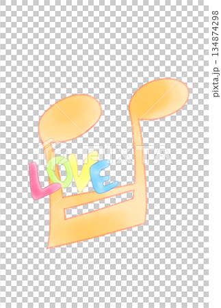 LOVEの文字が付いた音符 134874298