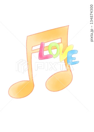 LOVEの文字が付いた音符 134874300