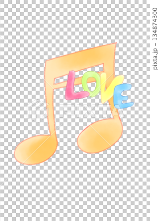 LOVEの文字が付いた音符 134874300