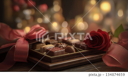 薔薇と高級チョコレートのバレンタインギフト 134874659