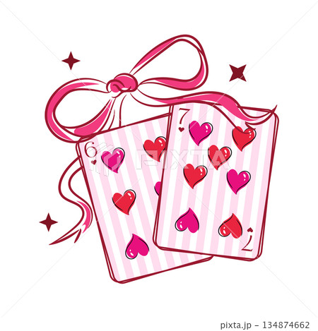 67 Valentine Day Cards meme with Bow hearts detail. Preppy Six Seven Valentines Coquette cute Shirt Design 134874662