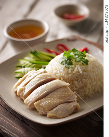 Modern presentation of Hainanese chicken rice...のイラスト素材 [134875078] - PIXTA