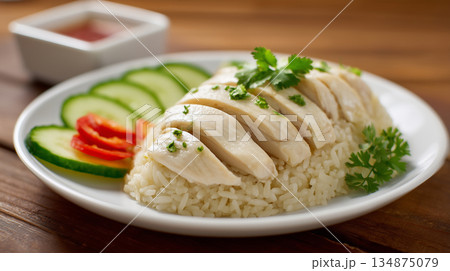 Modern presentation of Hainanese chicken rice...のイラスト素材 [134875079] - PIXTA