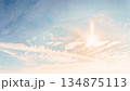 飛行機雲にさす太陽 134875113