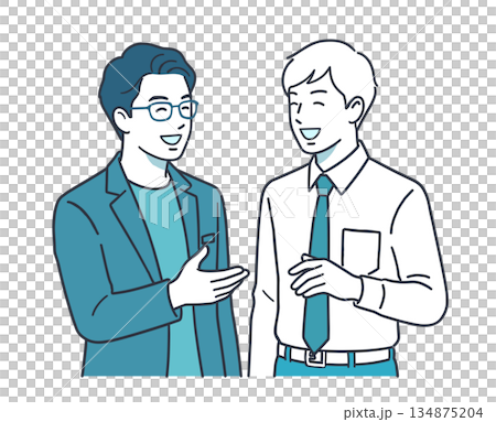 兩名男子交談的插畫_商務溝通 兩名男子交談的插畫_商務溝通 134875204