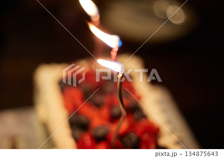 Birthday cake and candles 134875643