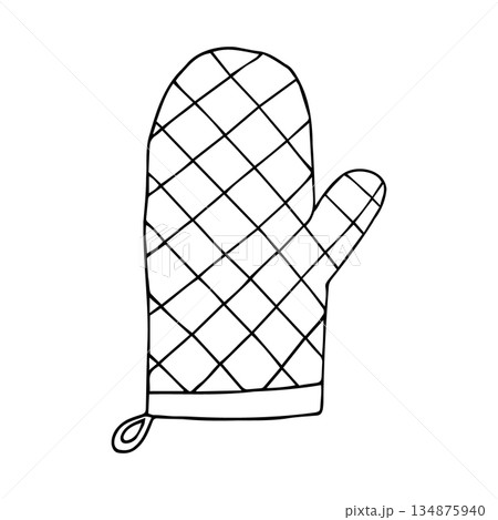 Vector hand drawn outline kitchen potholder Vector hand drawn outline kitchen potholder 134875940