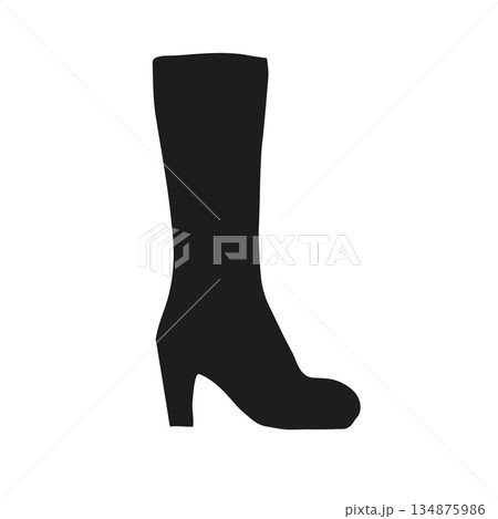 Vector hand drawn sketch high boot silhouette 134875986