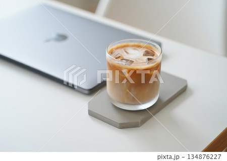 ice coffee on table 134876227
