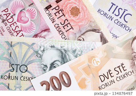 Czech koruna a business background Czech koruna a business background 134876497