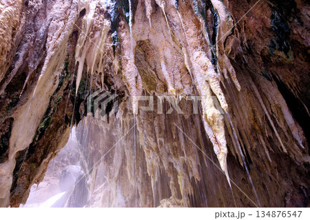 日光市 湯沢噴泉塔 温泉の析出物 日光市 湯沢噴泉塔 温泉の析出物 134876547