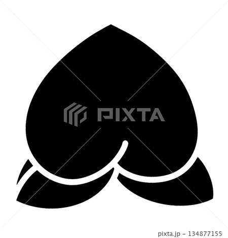 シンプルなモモのシルエットアイコン モノクロイラスト 134877155
