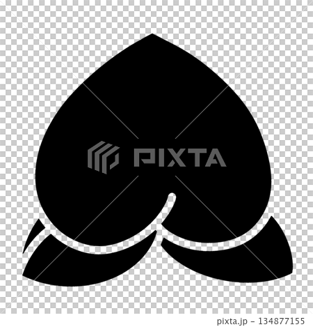 シンプルなモモのシルエットアイコン モノクロイラスト 134877155