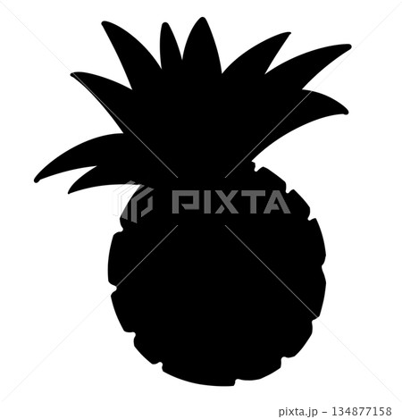 シンプルなパイナップルのシルエットアイコン モノクロイラスト 134877158