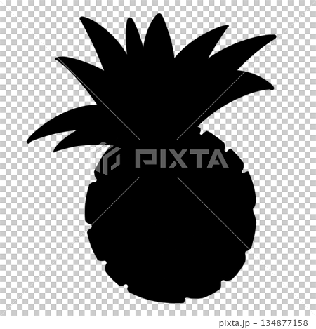 シンプルなパイナップルのシルエットアイコン モノクロイラスト 134877158