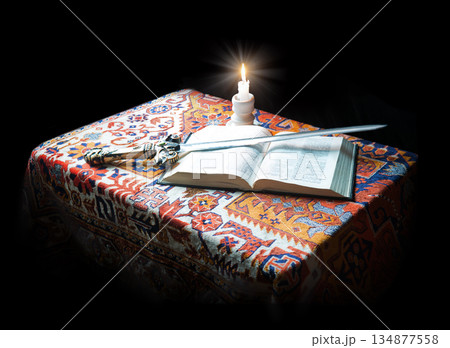 An old sword on the bible An old sword on the bible 134877558