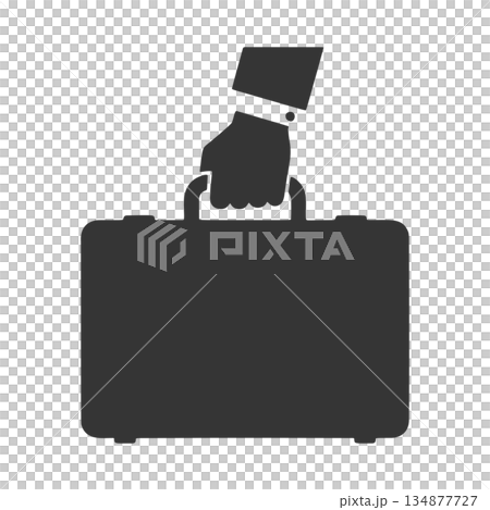 Silhouette icon of a hand holding an attaché case 134877727