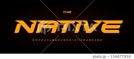Speed Race Font Logo Alphabet Vector Fast Dynamic Letters Set Typography, Bold Action Sport Typographic Design Title Text, Racing Poster Headline, Type Logotype, Sharp Serif Fonts. Vector Typeface 134877858