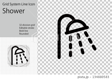 Shower icon, shower room or bathroom symbol Shower icon, shower room or bathroom symbol 134880583