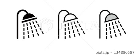 シャワーのアイコン,シャワー室や浴室のシンボルマーク 134880587