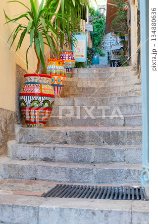 Taormina old town square, Sicily Italy Taormina old town square, Sicily Italy 134880636