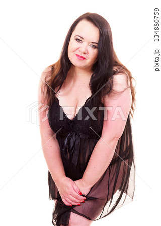 Woman plus size in lace underwear 134880759