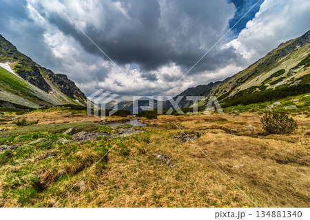 Mountain trail leading to a glacial lake in High Tatras National Park Mountain trail leading to a glacial lake in High Tatras National Park 134881340