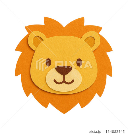 【動物】ペーパークラフト風のライオンのイラスト 134882545