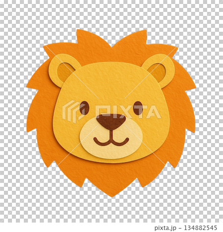 【動物】ペーパークラフト風のライオンのイラスト 134882545