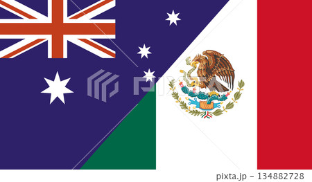 Flag of Australia and Mexico. Two Flags Together Australian and Mexican. Flag of Australia and Mexico. Two Flags Together Australian and Mexican. 134882728