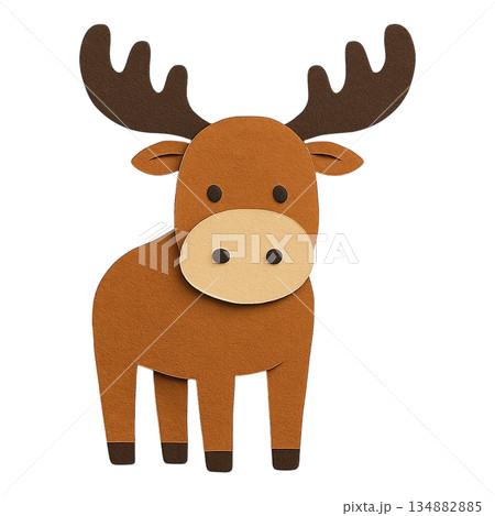 【動物】ペーパークラフト風のヘラジカのイラスト 134882885