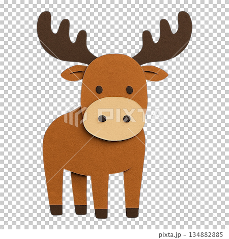 【動物】ペーパークラフト風のヘラジカのイラスト 134882885