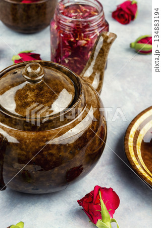 rose jam, flower confiture. 134883194